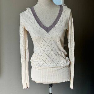 Cotton Blend Stretchy Light Sweater with Hood - Size small